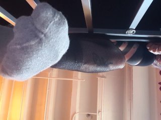 Goth Femdomsmelly sweaty sock and feet floor POV