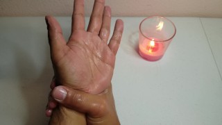 Hand Fetish met lotion en massage super vochtig