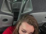 Preview 2 of Angel Emily public blowjob and fuck in the bus with creampie