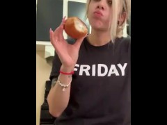 Young Latina tongues creamy hole