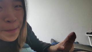 Pierced and Tattooed Asian Alicia Hebi gets on her knees to suck dick like she means it