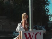 Preview 3 of Upskirt Voyeur dream pissing in public by Jasmine Rouge