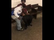 Preview 2 of Crack Head Sloppy NYC TrainStation Blow Job
