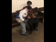 Preview 3 of Crack Head Sloppy NYC TrainStation Blow Job