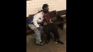 Sloppy NYC Train Station Blow Job By A Crack Head