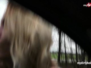 MyDirtyHobby - Amateur blonde outdoor sex in a car