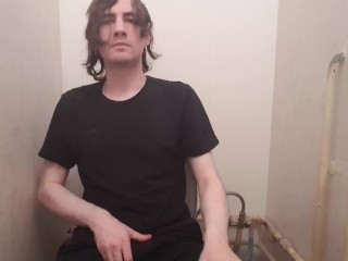 Boy Wanking in Public Toilet