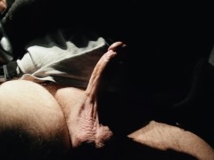 Stroking my big cock on the side of the road in the car