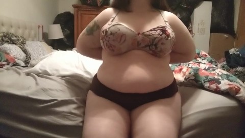 Horny bbw strips and cums on toy for you