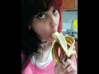 Sucking and Eating a Banana