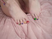 Preview 1 of Blonde Teen Athena Foot Job Self Sucking Toes