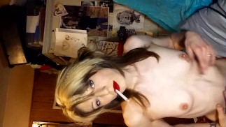 Smoking fetish sexy red lip flannel & pack play tease virginia slim 120