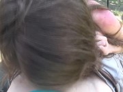 Preview 2 of POV - Deepthroat Blowjob in the Backyard, Barely Lasts A Minute