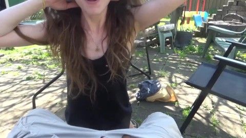 POV - Deepthroat Blowjob in the Backyard, Barely Lasts A Minute