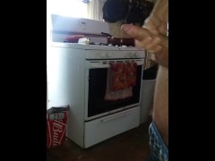 Cooking turns into fucking. Making pancakes with big dick. Hardcore sex.