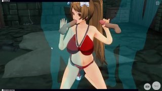 [CM3D2] - Хентай Dead Or Alive, Май Ширануи Играет С Двумя Мужчинами