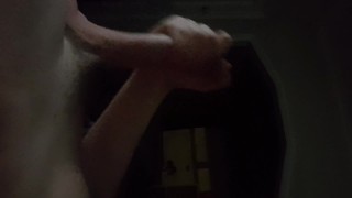 Solo male masturbating with cum load