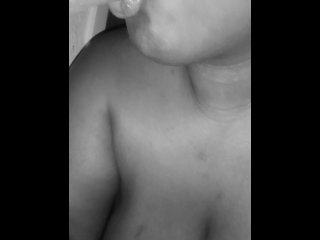 Ebony BBW sloppy BJ on toy