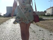 Preview 3 of No panties,Sexy dress, wind and squirt on the boardwalk