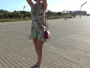 Preview 5 of No panties,Sexy dress, wind and squirt on the boardwalk
