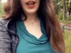 BOUNCING BOOBS IN SHIRT WHILE WALKING 3 (BRALESS) Short