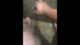 Solo male master bating in the shower