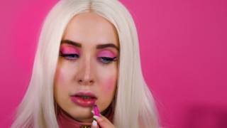 Big Fake Lips Barbie Doll Lollipop Tease and Lipstick Application