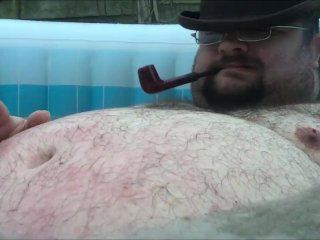 fat, bear, cigar, hottub