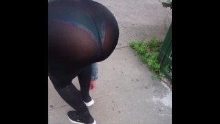 Wife see through leggings compilation