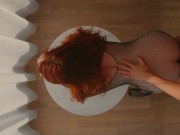 Preview 5 of He Cums Too Fast Fucking me Doggy in Fishnet Bodysuit | Ginger Redhead Teen