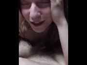 Preview 6 of Real Hot GF CUMS Sucking Cock