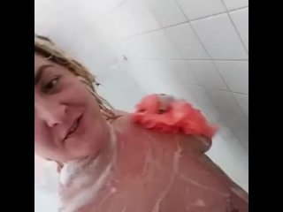 Perfect milf tits getting sexy wash down