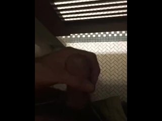 Jacking off in public restroom