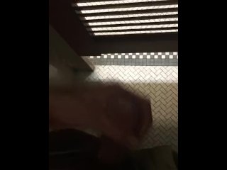 Jacking off in public restroom