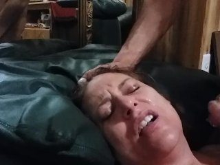 sloppy head, rough blowjob, pierced cock, face slapping