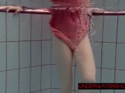 Preview 2 of Katya Okuneva in red dress erotic water show