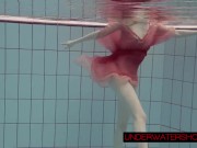 Preview 3 of Katya Okuneva in red dress erotic water show