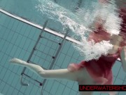 Preview 4 of Katya Okuneva in red dress erotic water show