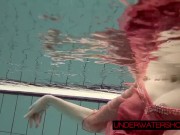 Preview 5 of Katya Okuneva in red dress erotic water show