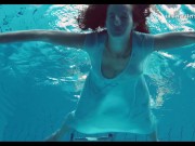 Preview 2 of Piyavka Chehova swims naked in the pool and strips