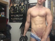 Preview 5 of Chris Wild doing biceps curls and masturbates his big cock