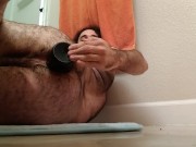 Preview 6 of Bottle anal orgasm: man inserts bottles in his ass, cums twice handsfree