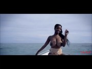 Preview 3 of Black Girl with Big Titties Shows of at a Beach