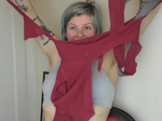 solo female, tattooed women, big tits, clothes destroyed