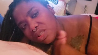Ebony Bbw Sucks Cock And Gets Her Assholes Licked Three Times Over