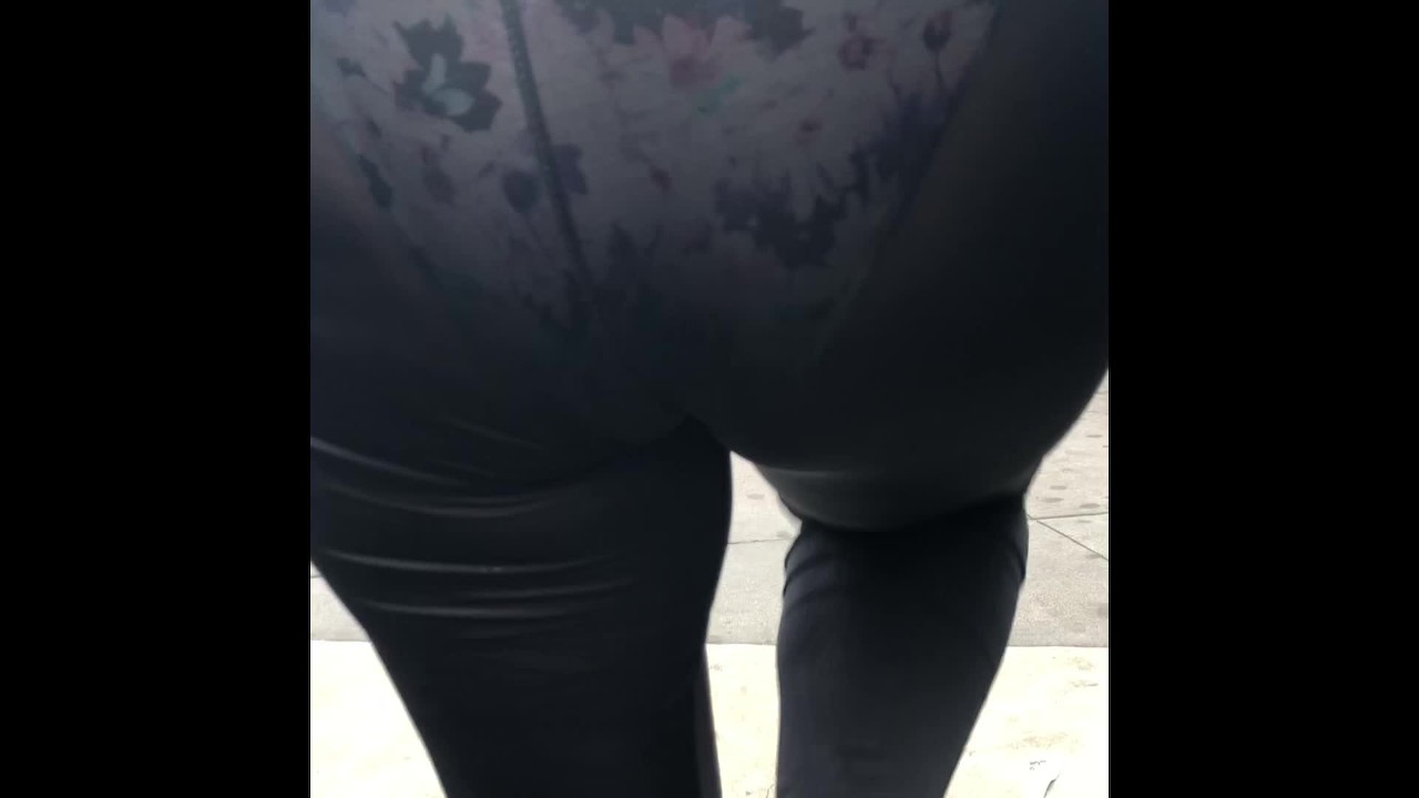 Wife in see through Transparent Leggings in Public Panties Visible -  Pornhub.com
