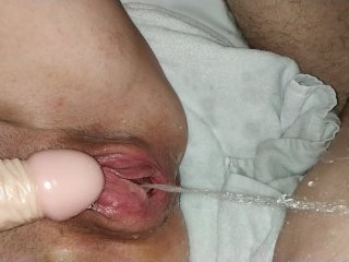 toy orgasm, solo female, pissing, piss