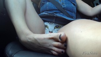 step mom masturbating and cumming in the car while we drive