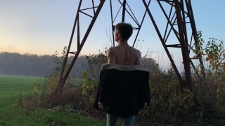 Teen Boy Jerking His Big Dick Using Two Hands OUTDOOR Fit Boy Hot Cute