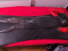 Vacbed Self Bondage Session 6 - 38 Seconds with blow up penis gag